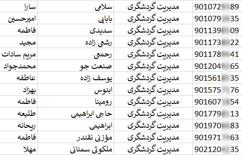 شماره تلفن و موبایل کارشناسان صنایع گردشگری ایران
