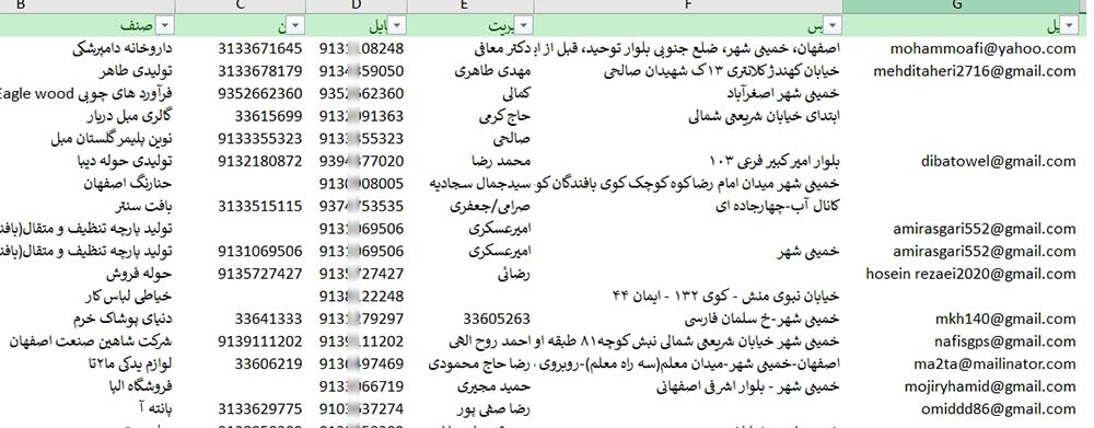 اطلاعات و لیست مشاغل شهر خمینی شهر