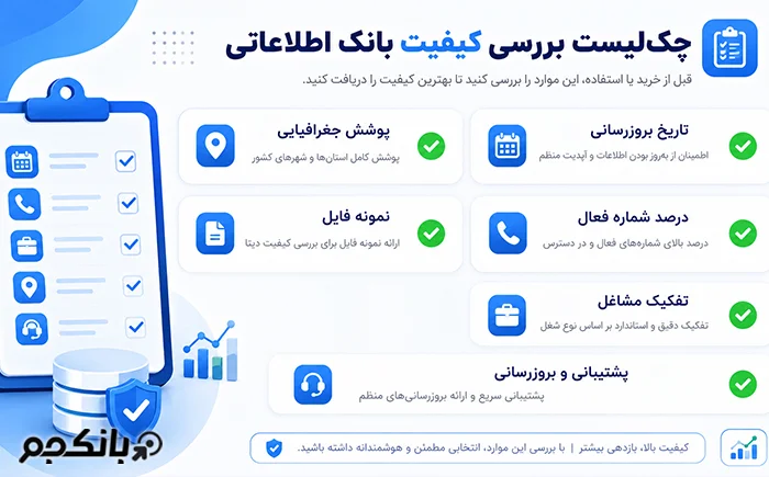چک لیست ارزیابی کیفیت بانک اطلاعات